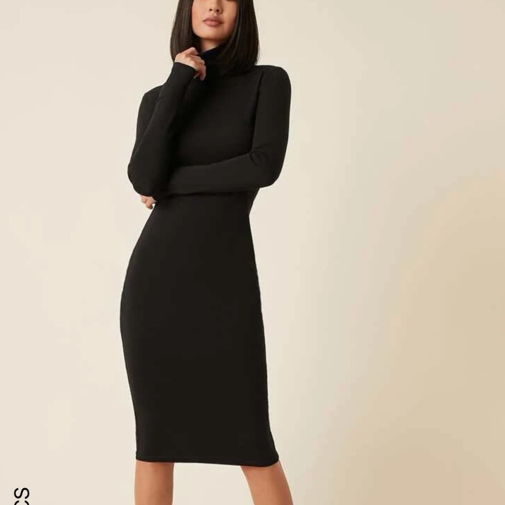 Shein black turtleneck bodycon dress